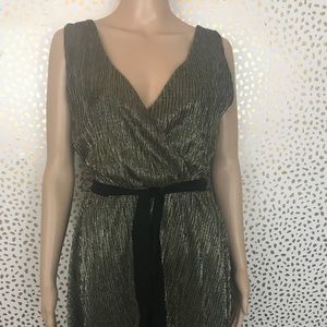 Banana Republic Gold Belted Holiday Dress Sz 2